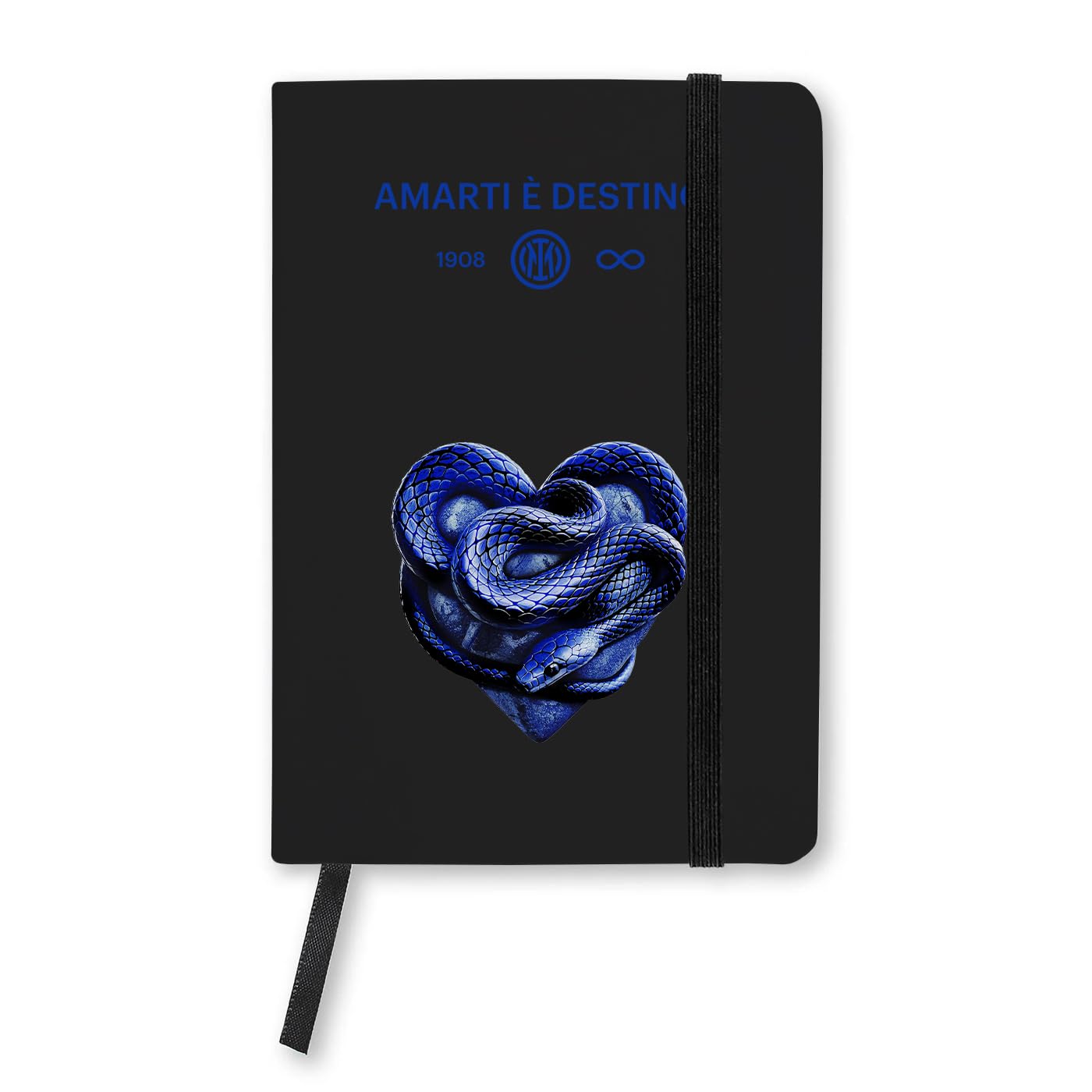FC Internazionale Milano S.p.A. IM Inter Notebook Black Amarti è Destino, PU Cover, Digital Print Heart Screen Print, Paper Sheets