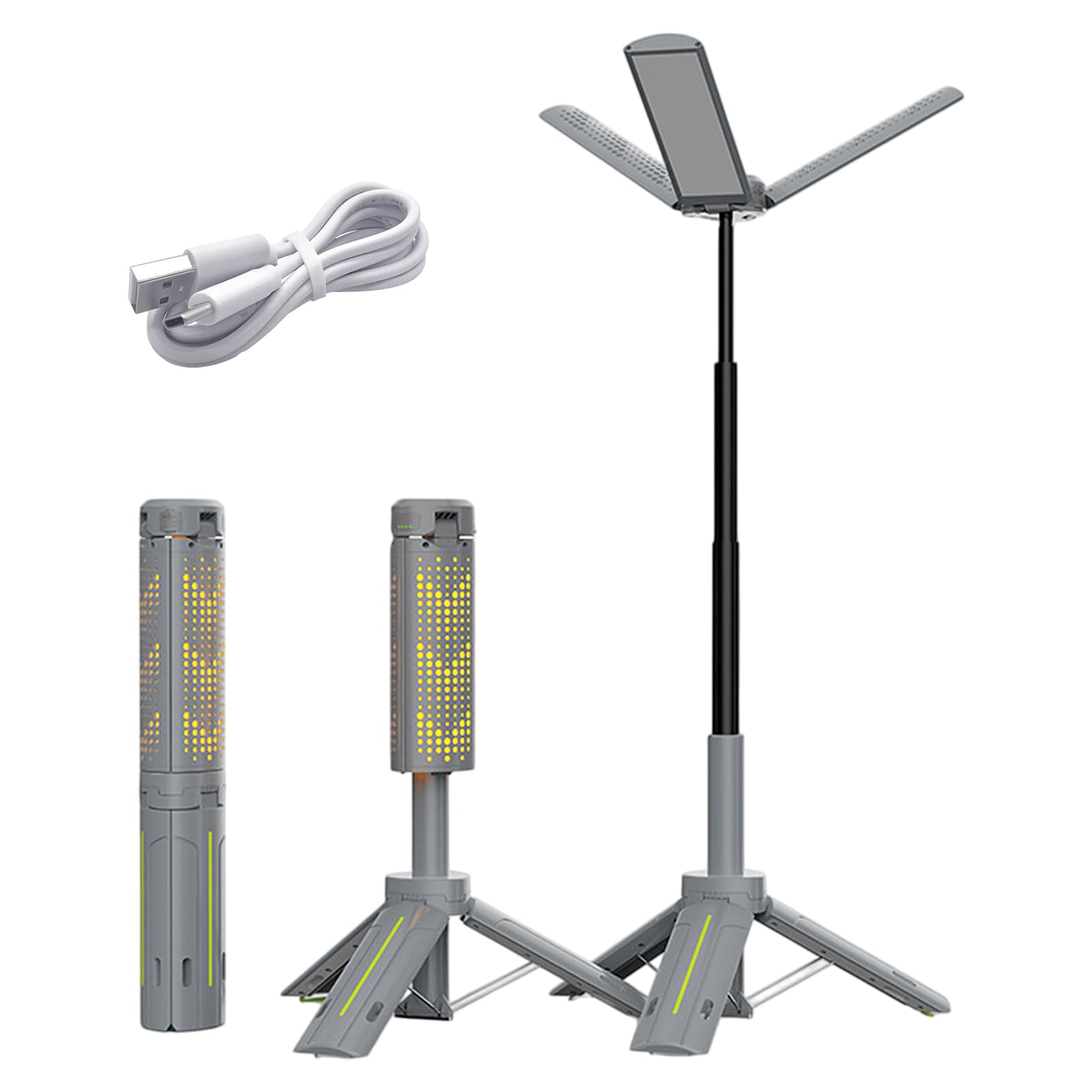 Telescopic Camping Lights, Rechargeable Camping Light with Rotatable Light Panel, Camping Lights Rechargeable with Foldable Base, Tent Light Waterproof, Work Lights with 5 Lighting Modes