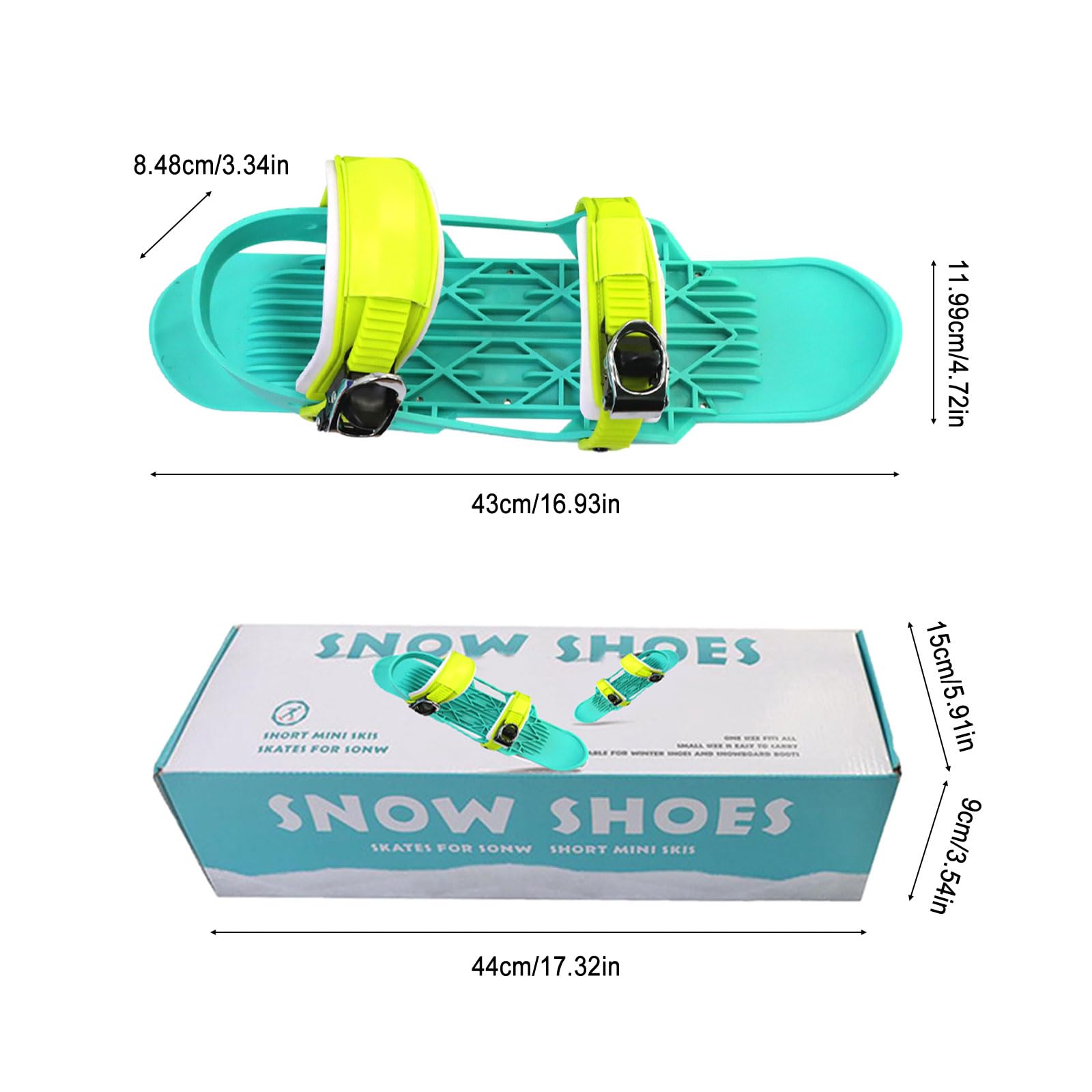 JOJOCY Mini Ski Skate, Adjustable Short Ski Skates Fits Sizes 5-14 Snowskates Snowblades Skiboards Winter Snow-Skiing Equipment Winter, Christmas, Cooling, First Snow Gifts (Gift Box) (Green)