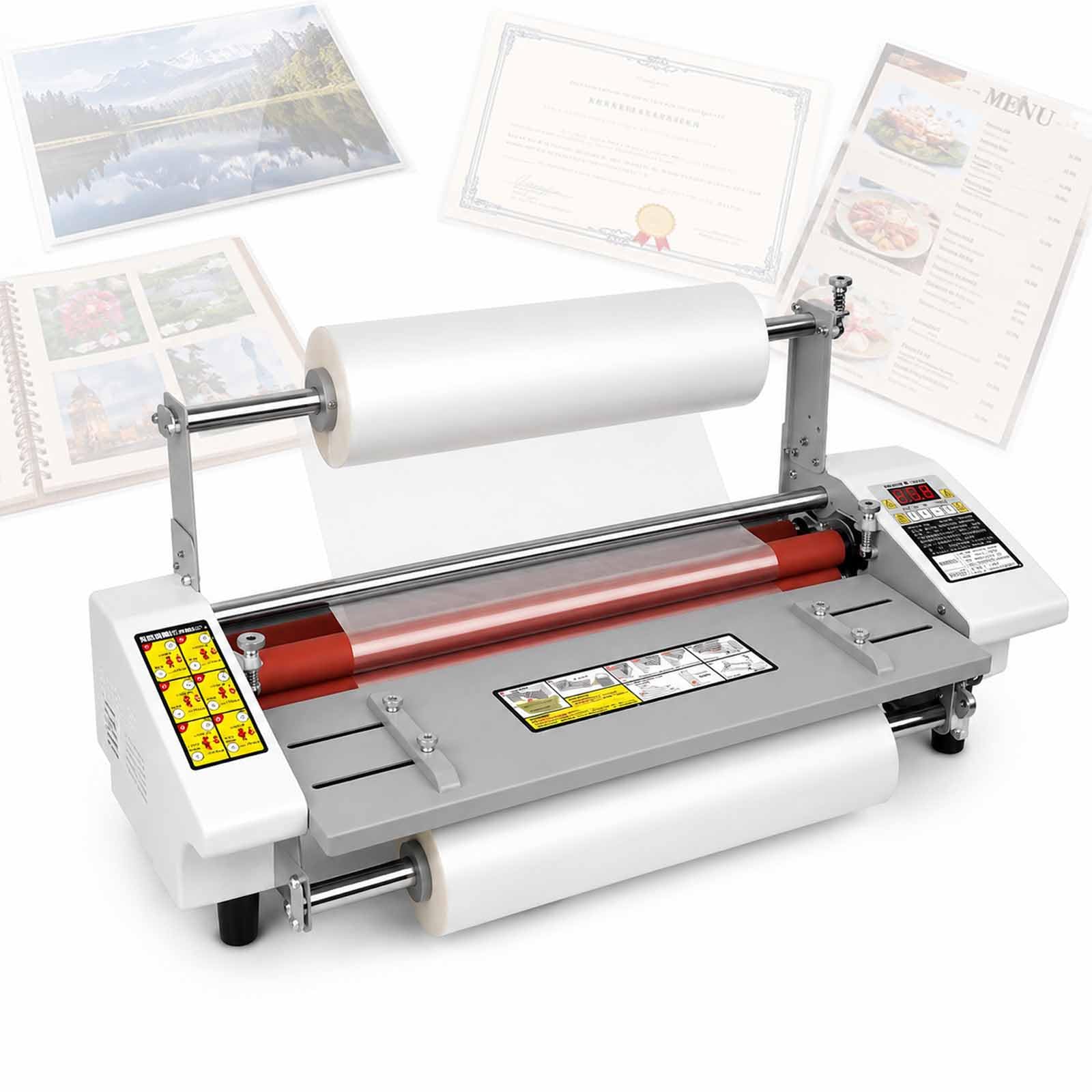 Maszyna do laminowania na zimno, jedno- i dwustronny laminator termiczny, laminator rolkowy A4+ 22 cm z regulacją temperatury 0-180°c, prędkość 0,3-3 m/min, do użytku w szkole biurowej drukarni