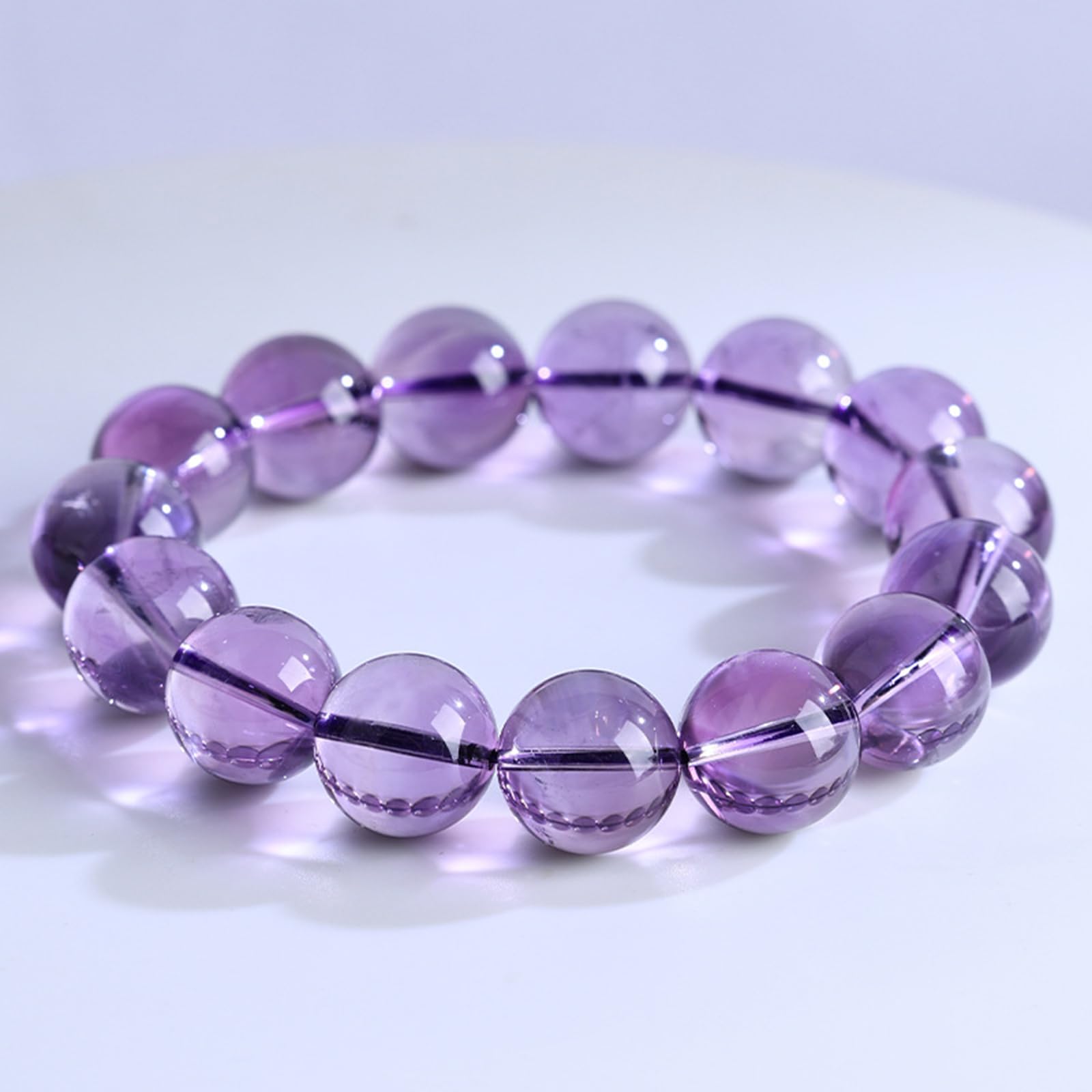Pulsera de Amatista de Grado 7A | Pulseras de Cristal con Piedras energéticas | Pulsera de Cuentas de Piedras Preciosas Naturales para Mujeres y niñas | Accesorios de Moda,13~14mm