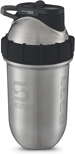 SHAKESPHERE Botella agitadora de acero inoxidable  Botella mezcladora de proteínas aislada de 24 onzas para bebidas calientes y frías, ideal para