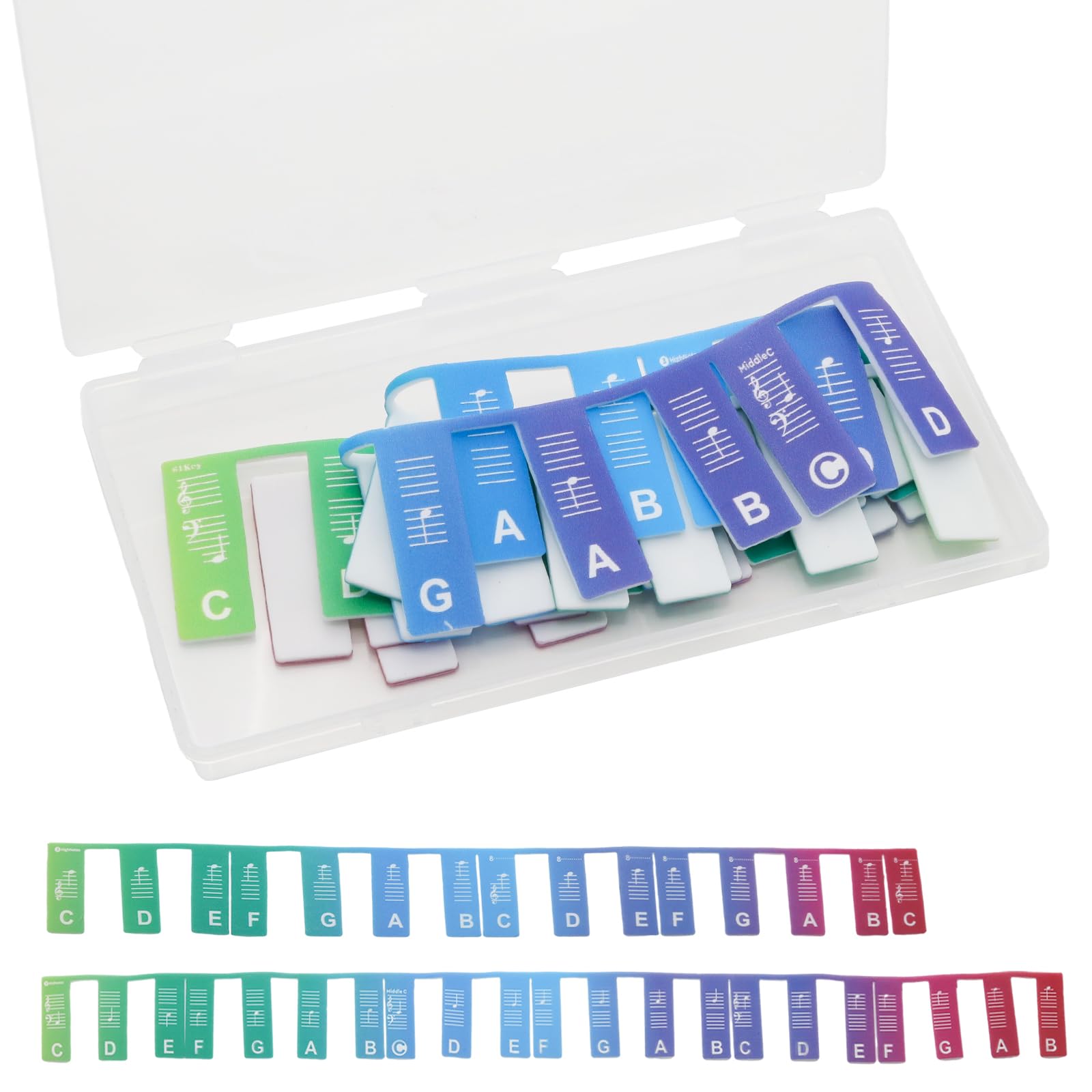 Wuyituart Removable Piano Notes Guide 61 Keys Full Size Silicone Keyboard Notes Overlay, Color