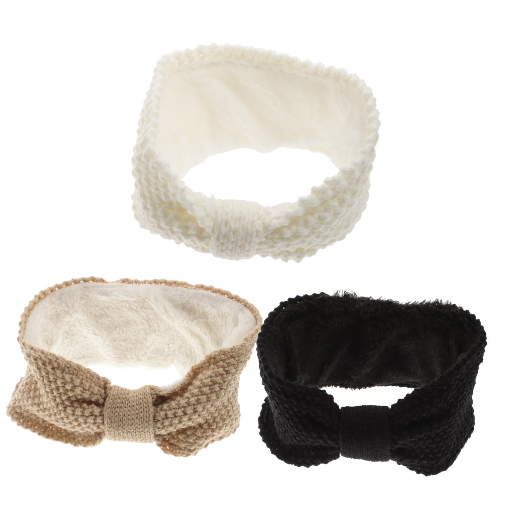 TOGEVAL Fashionable Knitted Headband Set 3pcs Warm Crochet Headband for Women No Fading