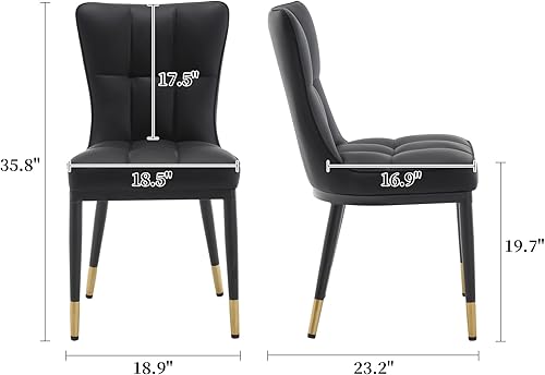 Miniatura 2 de Juego de 4 sillas de comedor modernas, cómodas sillas de comedor con asiento grueso, sillas de cocina tapizadas de piel sintética con patas de Pu