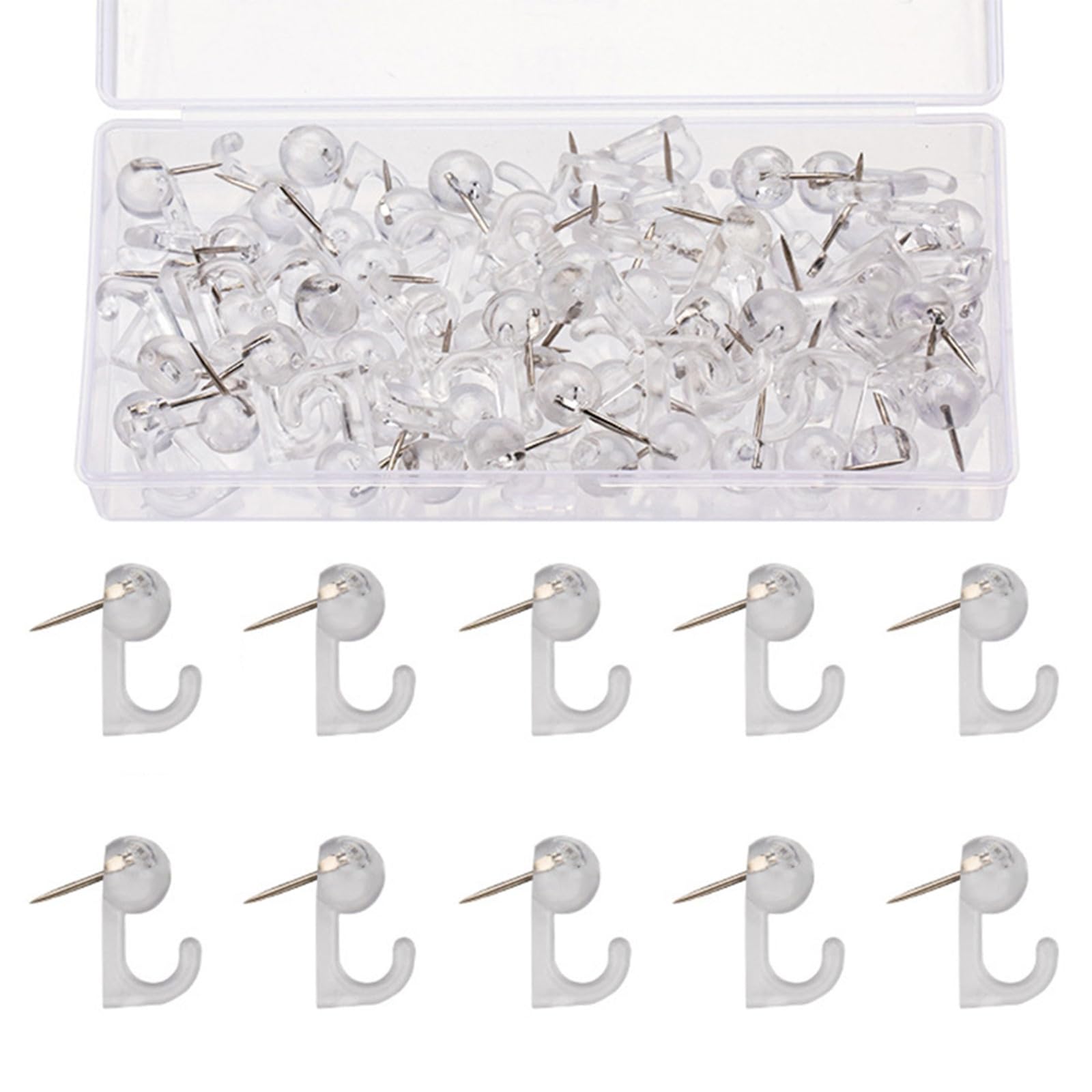 XuQiZZpp 60Pcs Clear Push Pin Hooks Push Pin Hangers Clear Push Pin Clip Decorative Thumb Tacks Hooks for Hanging