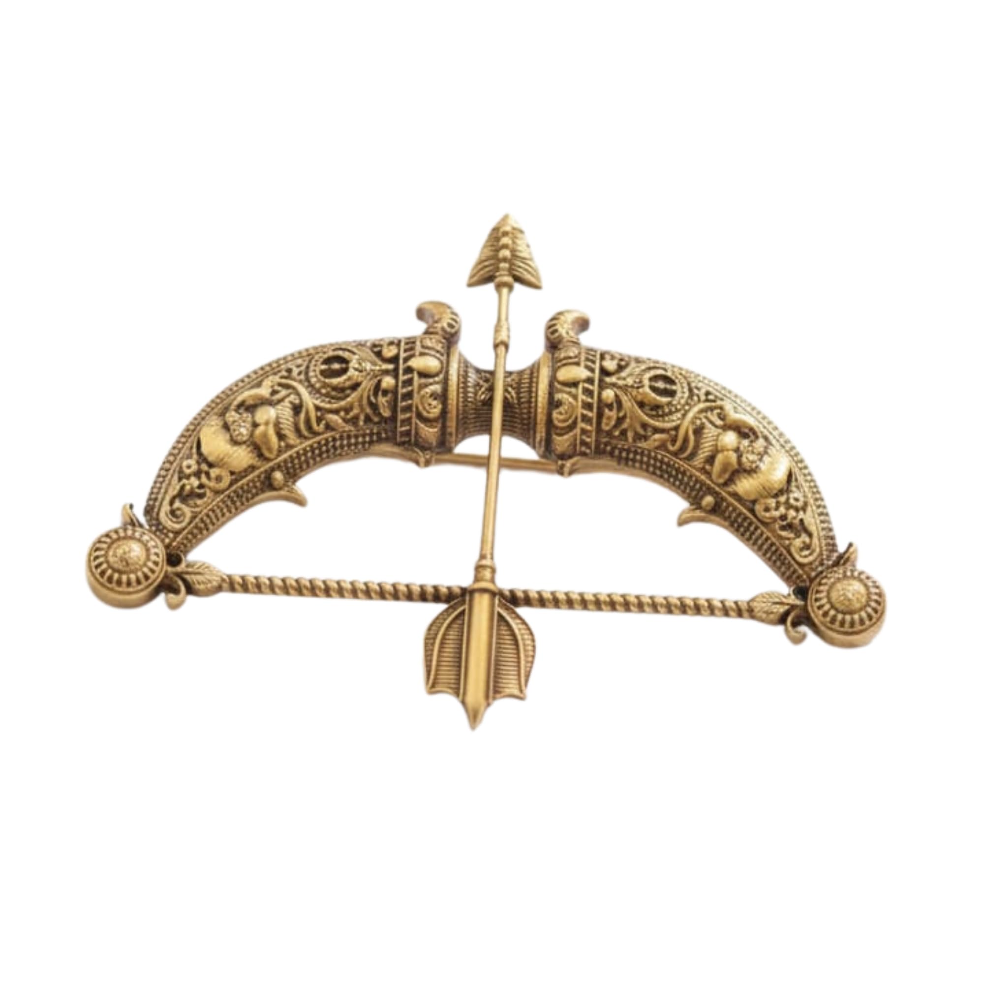 Royal Dhanush Brooch - Antique Gold Bow and Arrow Warrior Lapel Pin for Festive and Cultural Occasions-image-14