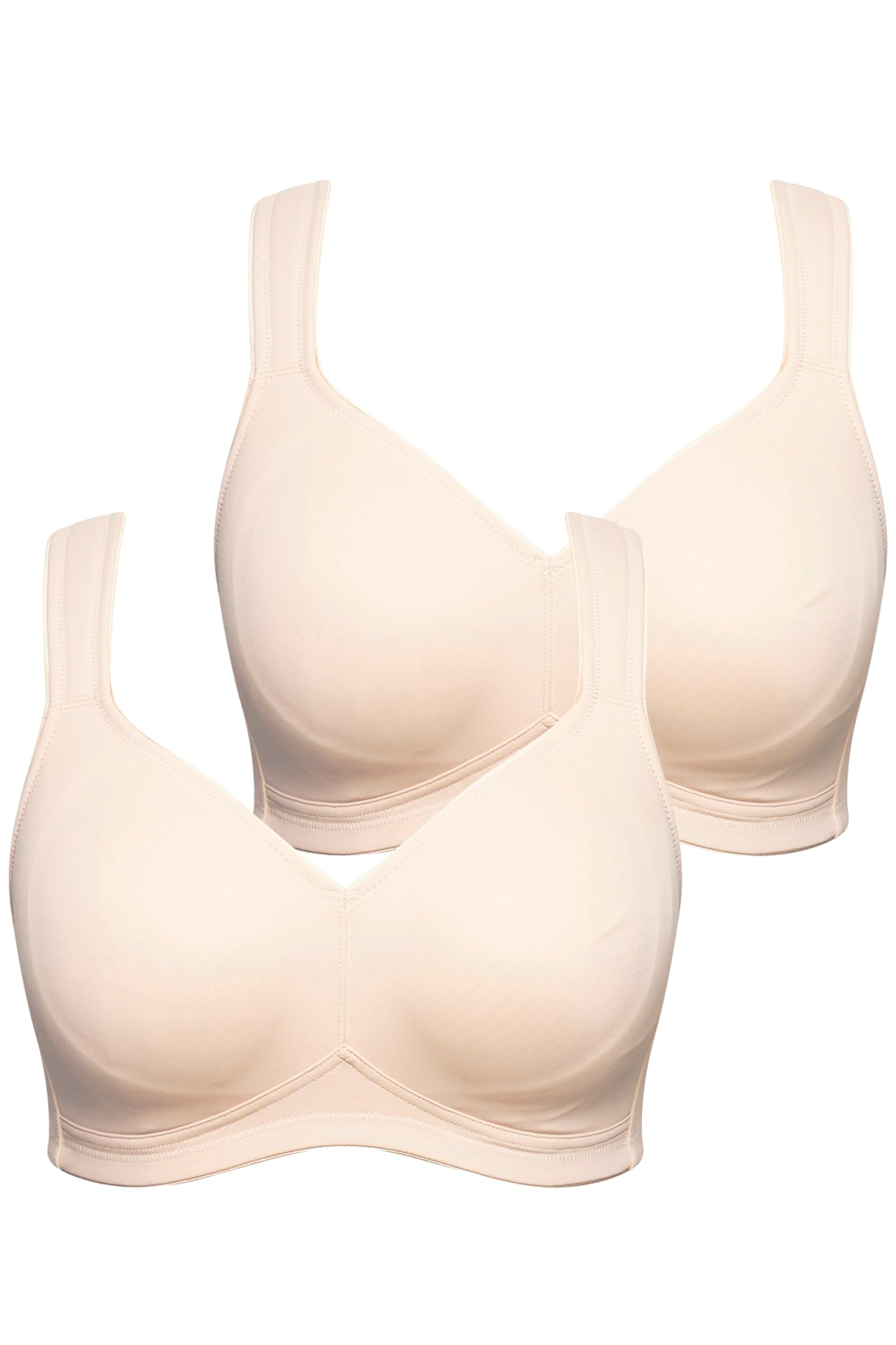 Ulla Popken Womenswear Plus Size Curvy 2 Pack of Stretch Microfiber Wirefree Bras Beige 52B 793032300-120B