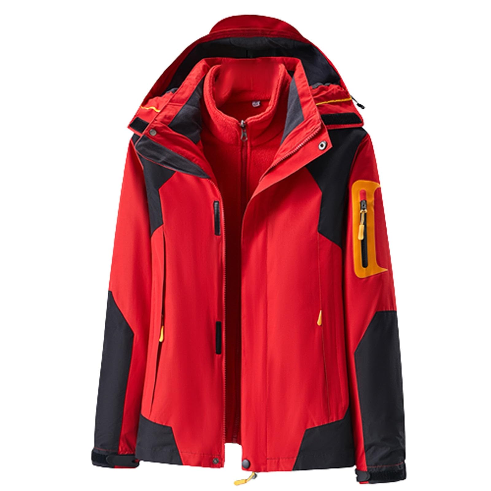 Veste de ski imperméable pour femme avec capuche, manteau d'hiver isolé, coupe-vent, veste de snowboard d'extérieur avec bloc de couleurs, veste de neige respirante et chaude pour les sports d'hiver,