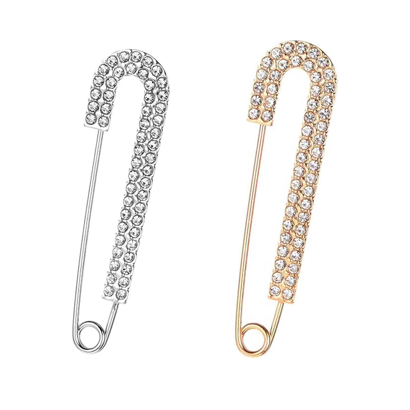 2 Pièces Broches & Épingles à Revers pour Femmes 7CM Épingles de Sécurité Or Argent Broche à Col Rétrécir pour Robe Pantalon Jupe Taille Décoration Accessoire