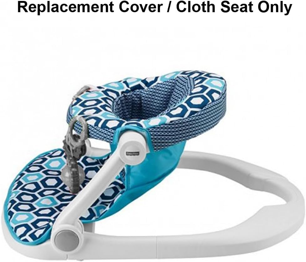 Replacement Part for Fisher-Price Sit-Me-Up Floor Seat - FKD95 ~ Replacement Cover/Cloth Seat ~ Blue, White and Turquoise Colors