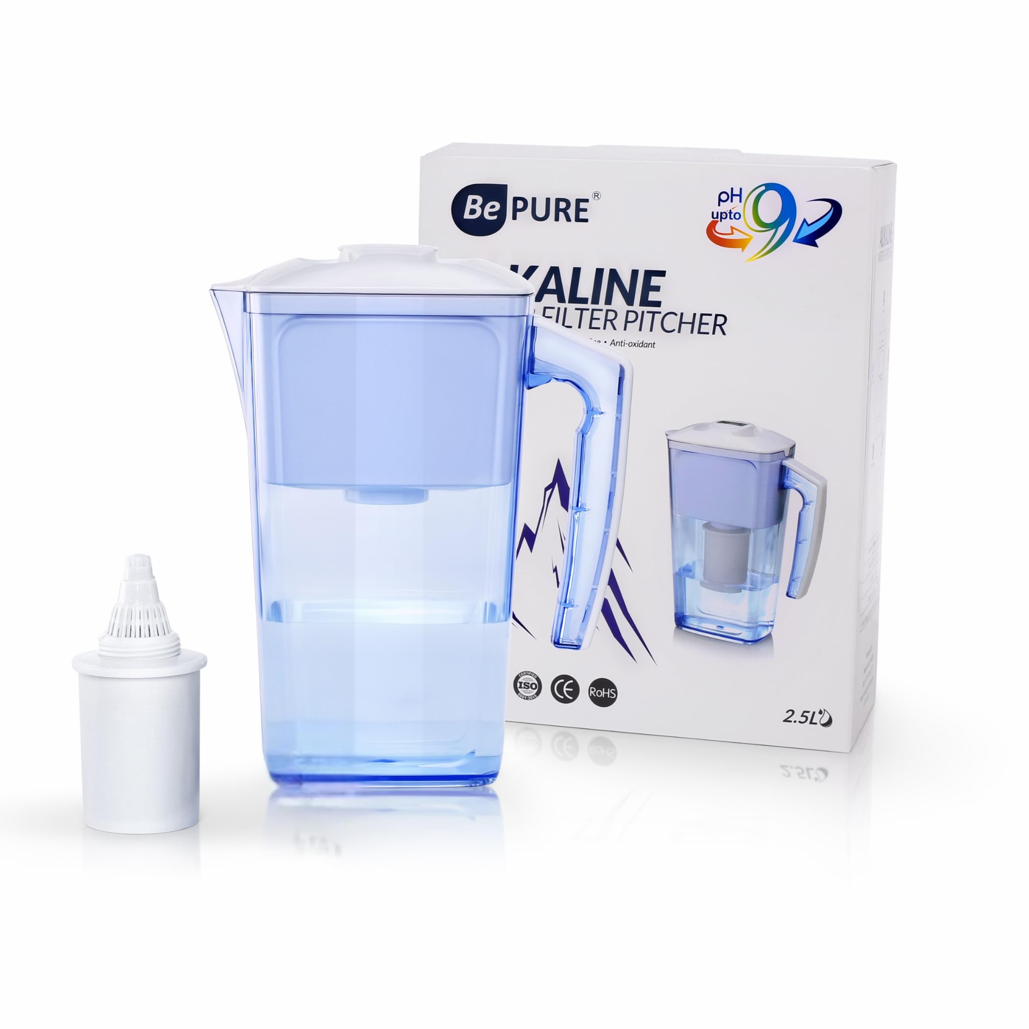 BePURE Alkaline Filter Pitcher 2.5L | Get Balanced Ph Upto 9 | Alkaline Water Filter | Ideal For Acidity Issues| 3 Stage Water Filtration Process| Free Ph Test Kit Included, Transparent-picture-19