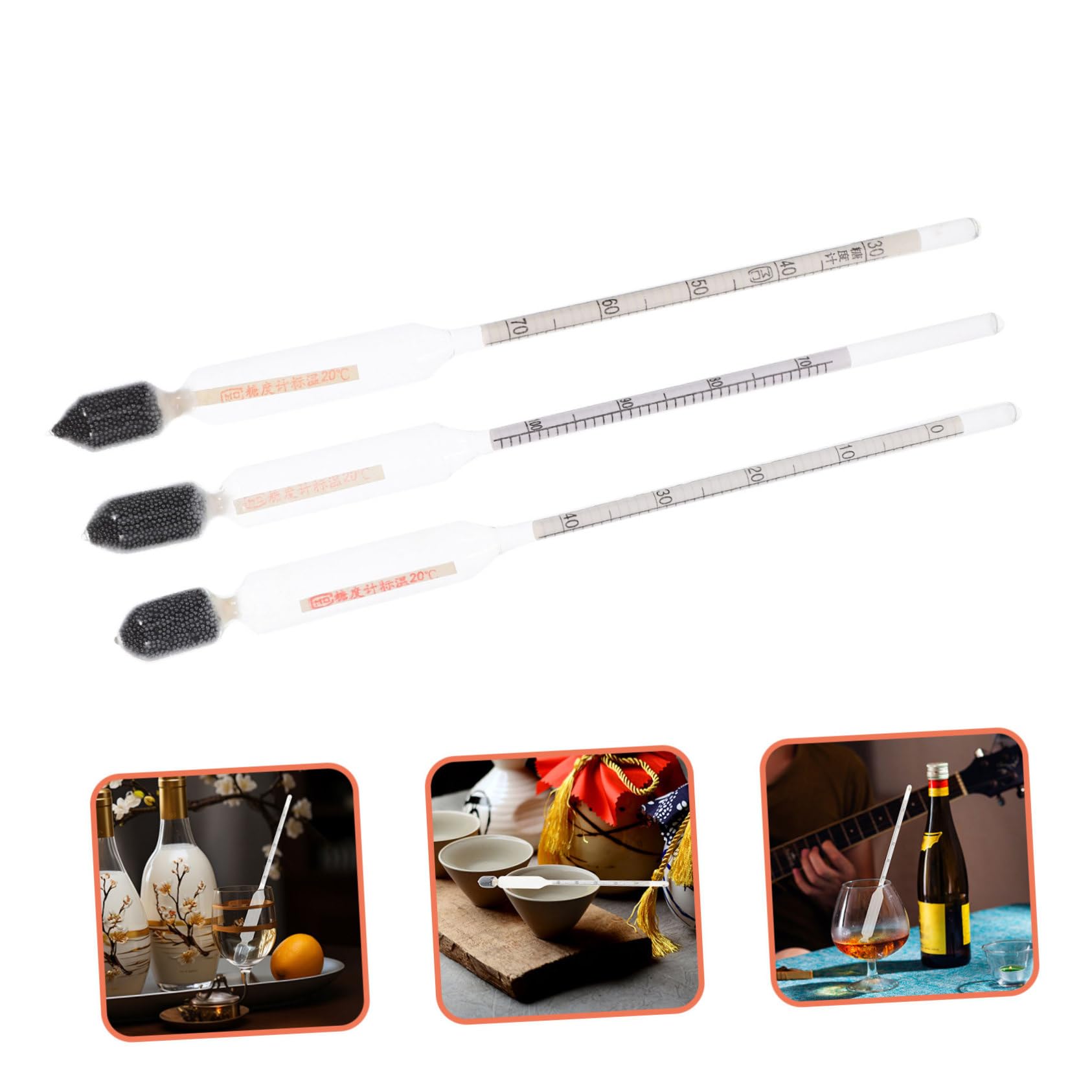 Unomor 2sets Triple Scale Hydrometer Specific Hydrometer for Maple Syrup Food Sugar Meter Syrup Tester for Home Kitchen 3pcs*2
