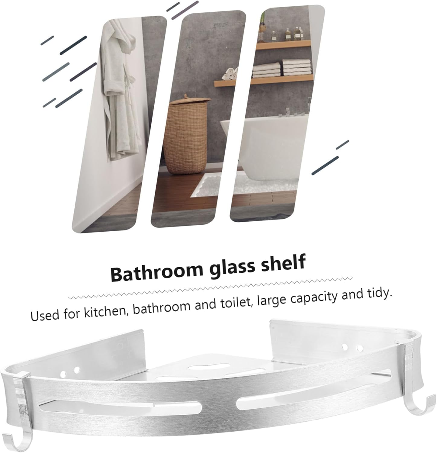 免打孔太空铝三角壁挂置物架 スリッシュなシルバー仕上げ バスル