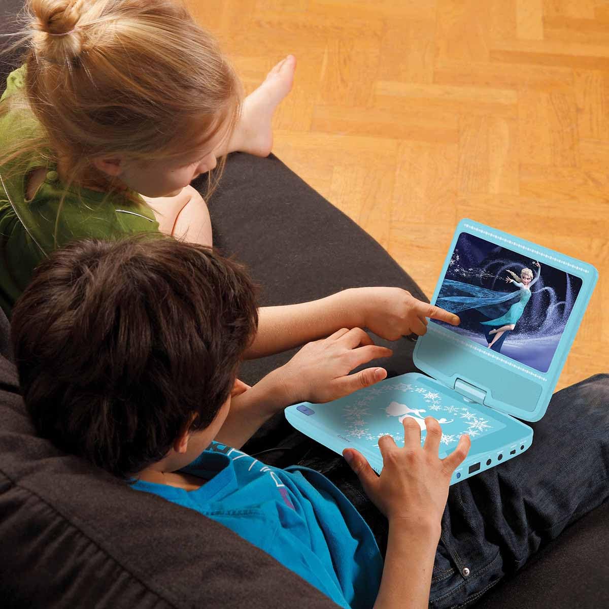 Lexibook - Lettore Dvd Portatile Frozen 2, Schermo Rotante da 7 "per Bambini, Telecomando, Elsa, Disney, caricabatteria per Auto, Porta USB, Batteria Ricaricabile, Blu/Viola, DVDP6FZLXB