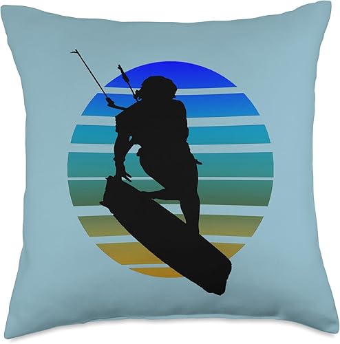 Kitesurfing Female Rider Silhouette Retro Sunset 6 - Almohada de tiro (18 x 18 pulgadas), multicolor