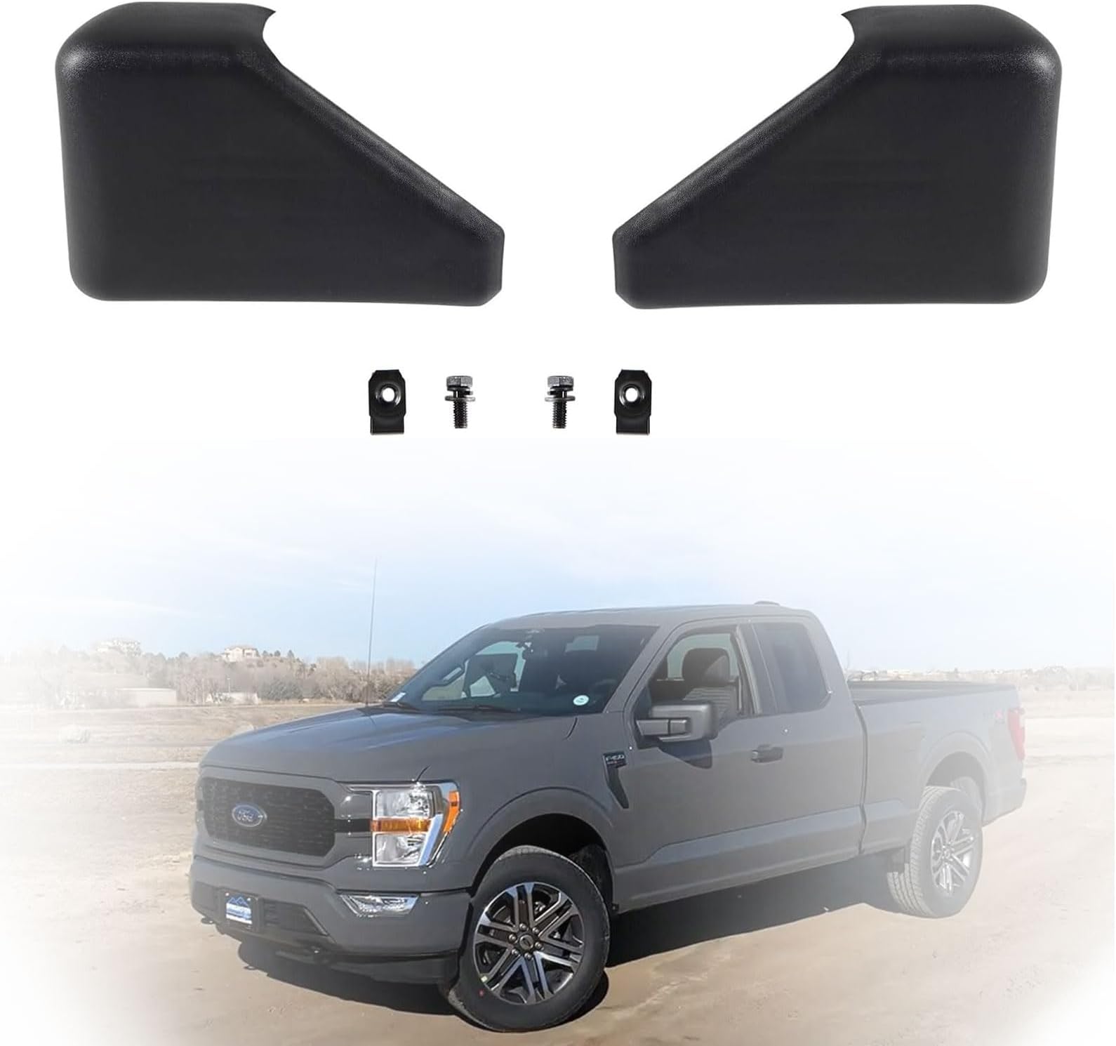LOSTAR Running Board End Cap Step for 2015-2020 F-o-r-d F-1-5-0 (Rear Left Driver & Right Passenger Side)