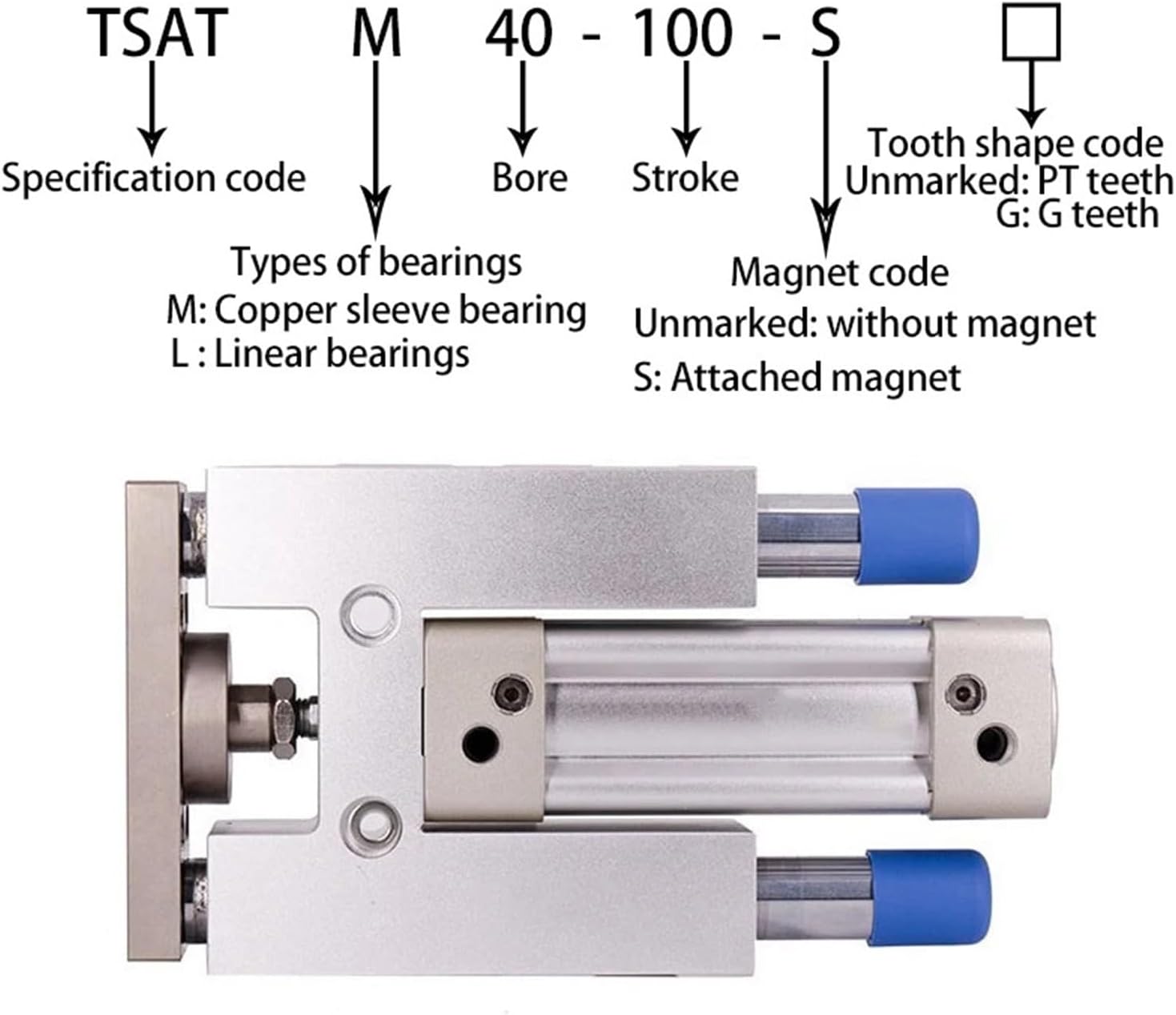 Cylinder with Guide Bracket TSAIL32-50 TSAIL40-100 TSAIL50-150 TSAIL63-200 TSAIL80-500 TSAIL80-700 TSAIL100-1000(TSAIM32)