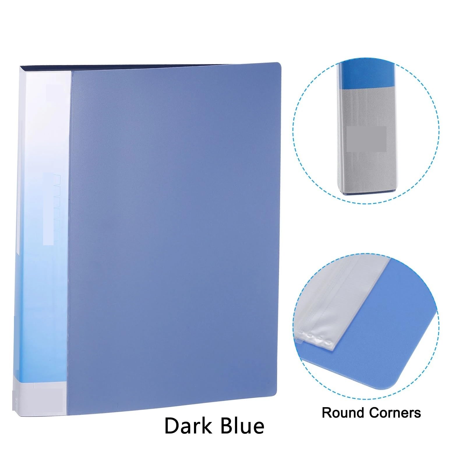2PCS A4 Display Buch Datei Ordner Dokument Organizer Portfolio Binder mit Klaren Kunststoff Blatt Schutz Ärmeln for Kunstwerk für Dokumente, Urkunden(80 Pages Dark Blue)