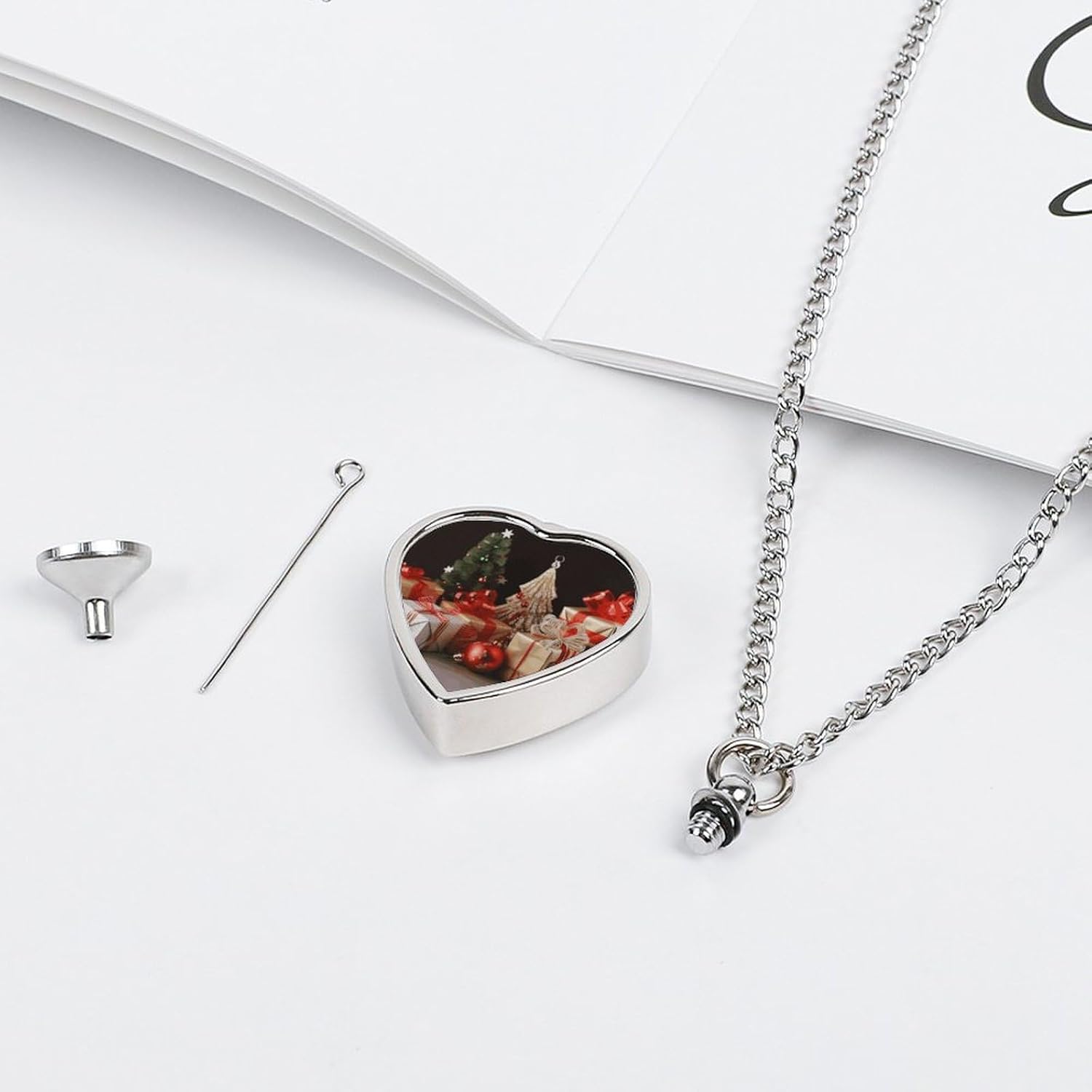 Memorial Metal Christmas Gift Pet Urn Necklace with Chain image 4