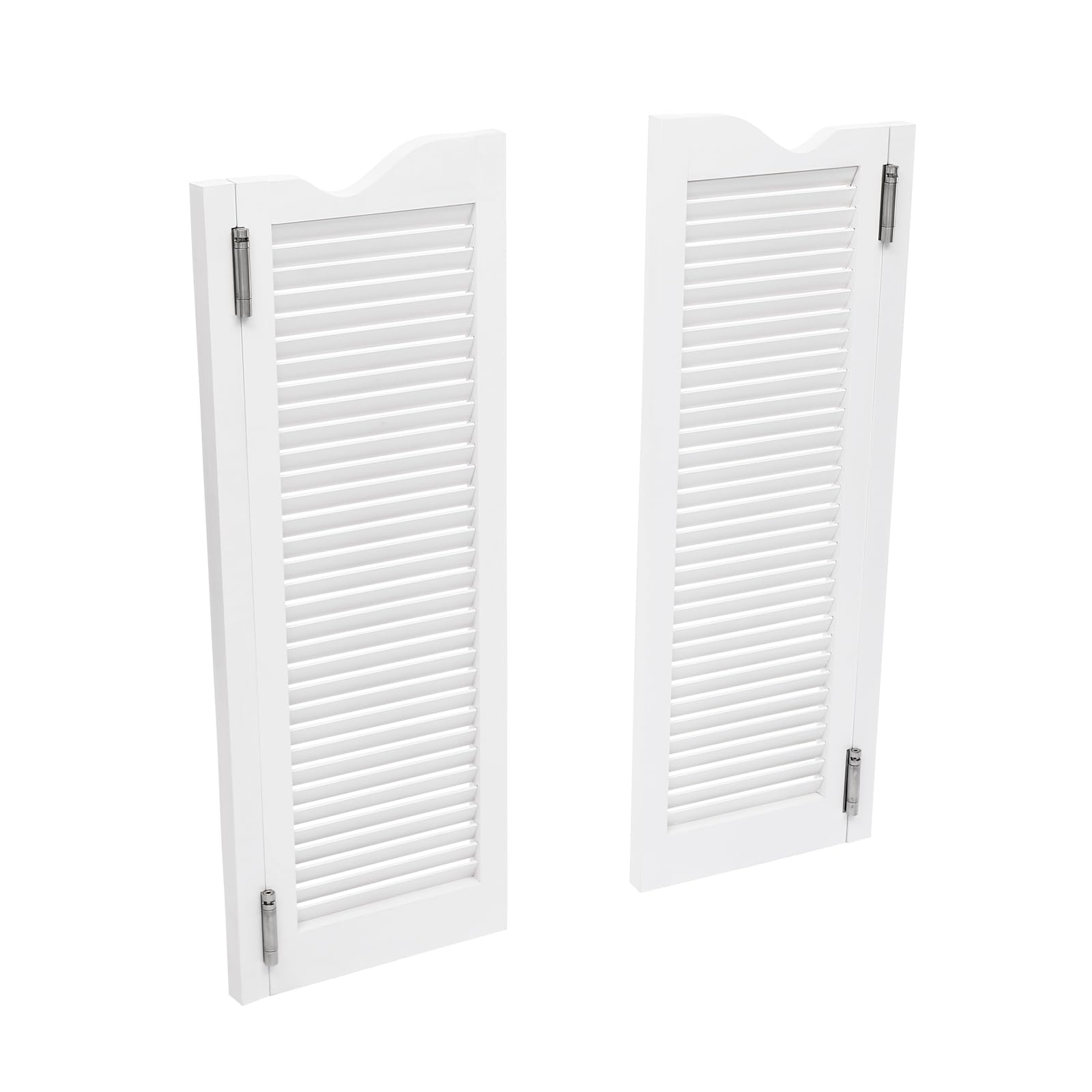 Porte Battante Double Oscillante 107x76cm, Séparateur d'Espace en Bois de Pin et Aluminium Blanc avec Charnières, pour Cuisine, Couloir, Bar et Café, Facile à Installer