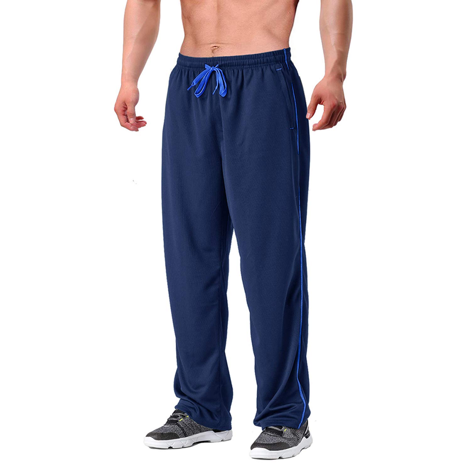 Sponsored Ad – Men's Tracksuit Bottoms Mesh Jogging Sweat Pants with Zipper Pockets Open Bottom Athletic Pants Loose Fit