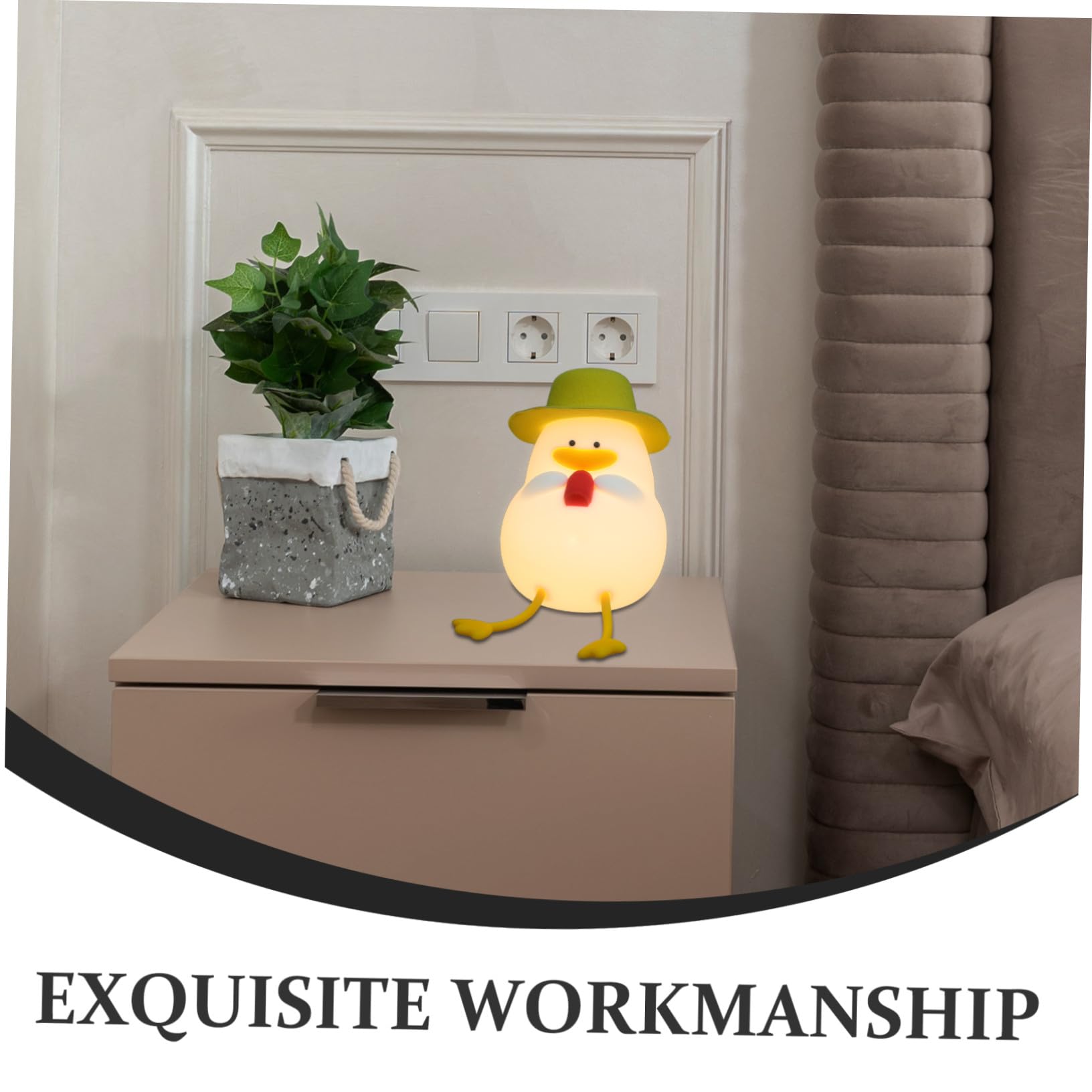 TEHAUX Luz Nocturna de Pato de Silicona Control Táctil, Amarillo | Abs y Pc, Forma de Pato, Estilo Caricatura Adorable, para Cambios de Pañal y Tomas Nocturnas