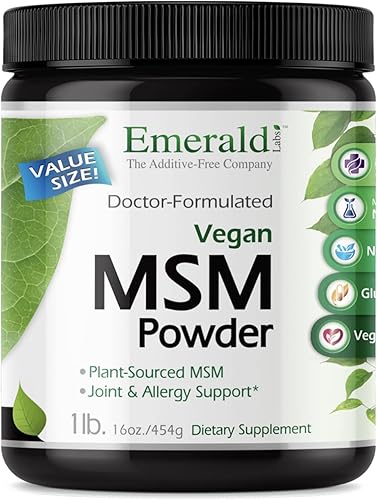 Miniatura 8 de Emerald Labs MSM - Polvo de 4000 mg metilsulfonilmetano de origen vegetal para soporte de producción articular y colágeno 8 onzas