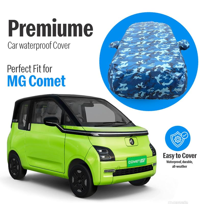 Image of MG Comet Waterproof Car Cover - Jungle Print 4x4 American Matty, All-Weather Protection, Triple-Stitched, Windproof with Buckle Belt, Dustproof & Scratchproof, UV Resistant (MG Comet 2023 Onwards)Navy