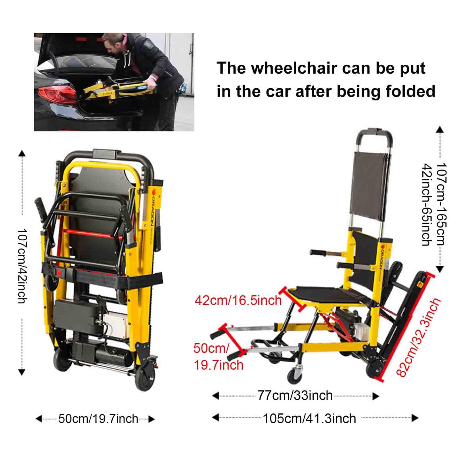 Sedia a rotelle pieghevole per disabili e anziani, sollevatore elettrico per sedia a rotelle con capacità di 167,8 kg, sedia elettrica portatile per scale