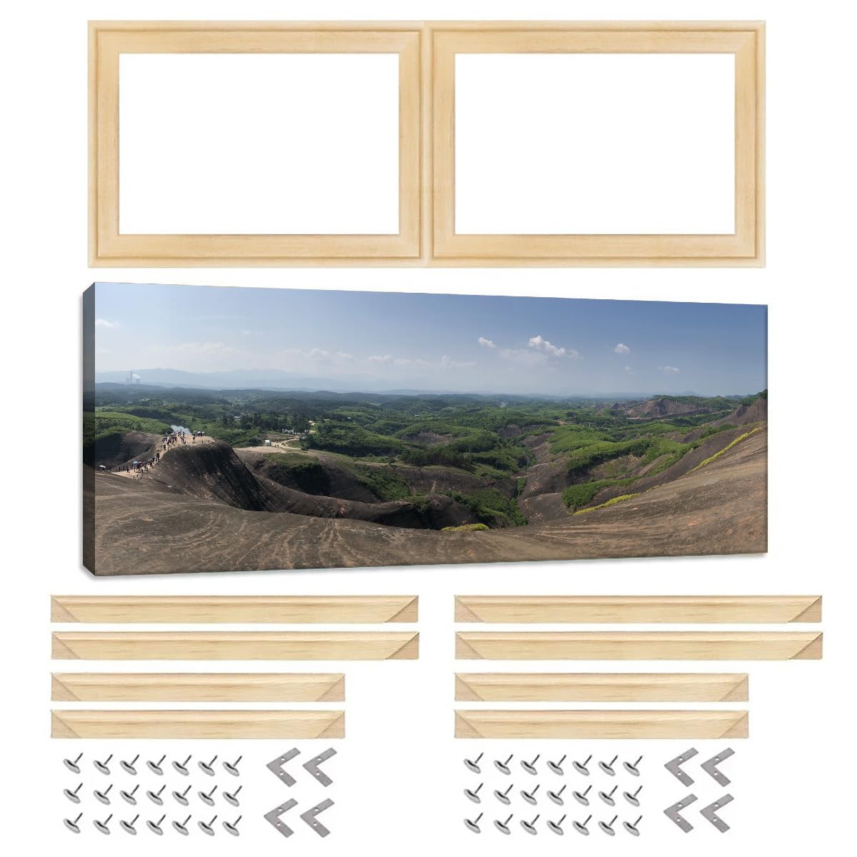 Marco de lienzo de 150 cm x 50 cm, kit de marcos de madera para pintura al óleo, pósteres, bordados, puntadas y artes de punto de aguja, fácil de montar