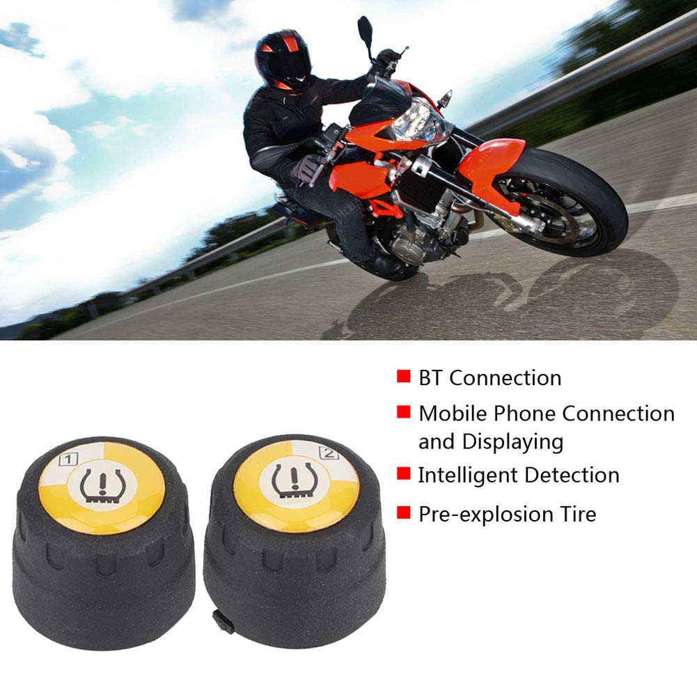 Motorrad BT TPMS Drahtloses Reifendruck-Temperaturüberwachungssystem für IOS/mit 2 Sensoren, Sicheres Fahren für Biker