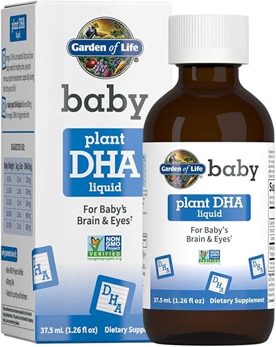 Garden of Life Baby DHA Drops, 600mg Omega 3 DHA Vegan for Baby's Brain & Eyes from Vegetarian Friendly Plant Based Sources (No Fish Oil) for Babies
