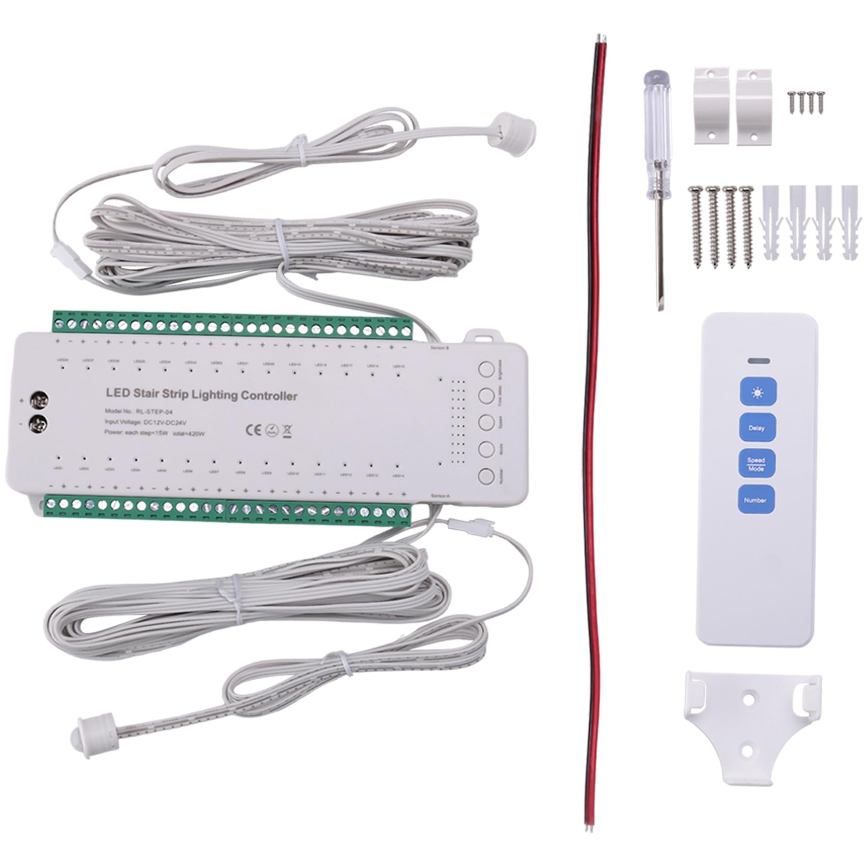 Anneth 28CH Stair Light Controller DC12V-DC24V Stair Step Light Controller LED Strip Dimmer