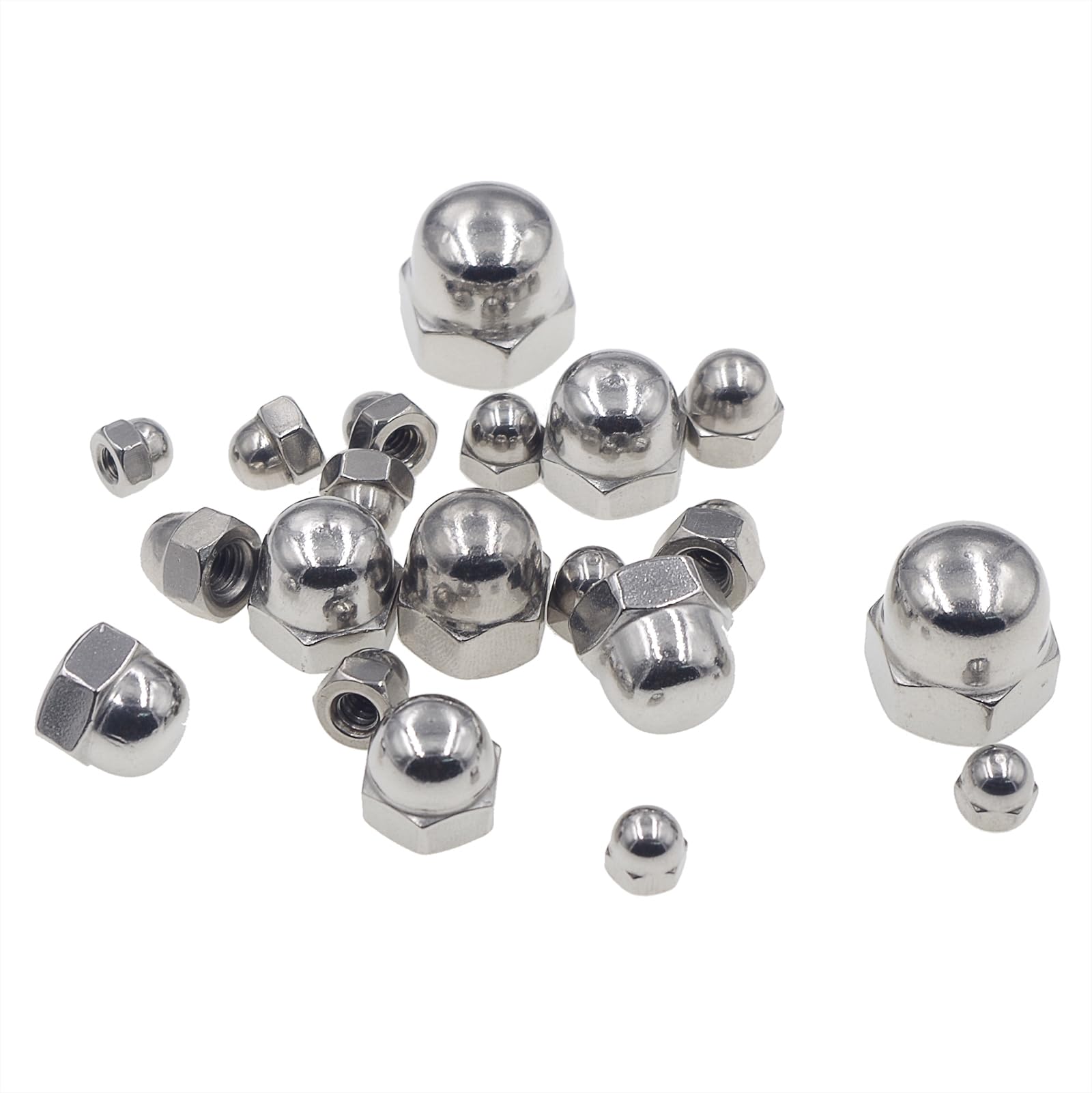 Kit surtido de tuercas hexagonales de bellota de 9 tamaños #6-32 a 1/5.1 cm-13; tuercas de tapa SAE de acero inoxidable 304 #6-32#8-32#10-24#10-32 1/10.2 cm-20 5/40.6 cm-18 3/20.3 cm-16 cm 7/40