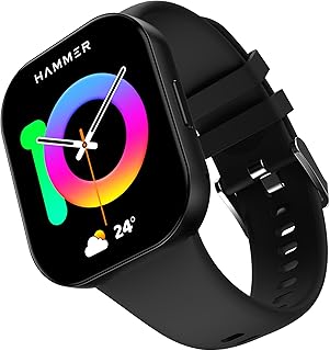 HAMMER HAMMER Robust 1.96" AMOLED Smart Watch for Men with BT Calling, 410 * 502 PX, Always on Display, 800 Nits, Multi Sports Modes, 60Hz Refresh Rate (Charcoal Black)