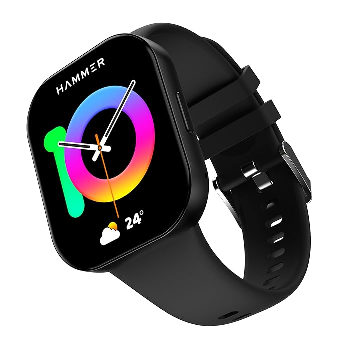HAMMER Robust 1.96″ AMOLED Smart Watch for Men with BT Calling, 410 * 502 PX, Always on Display, 800 Nits, Multi Sports Modes, 60Hz Refresh Rate (Charcoal Black) at Rs. 2699