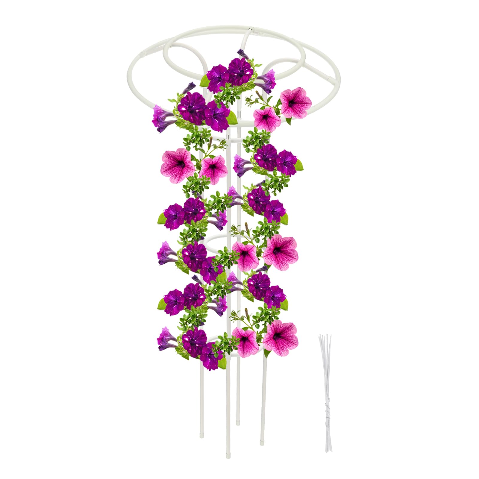 PATIKIL Garden Trellis for Climbing Plants Outdoor 145cm Vertical Metal Umbrella Plant Trellis Tower Frame for Vine Vegetable Fruit Flower Support Indoor,White
