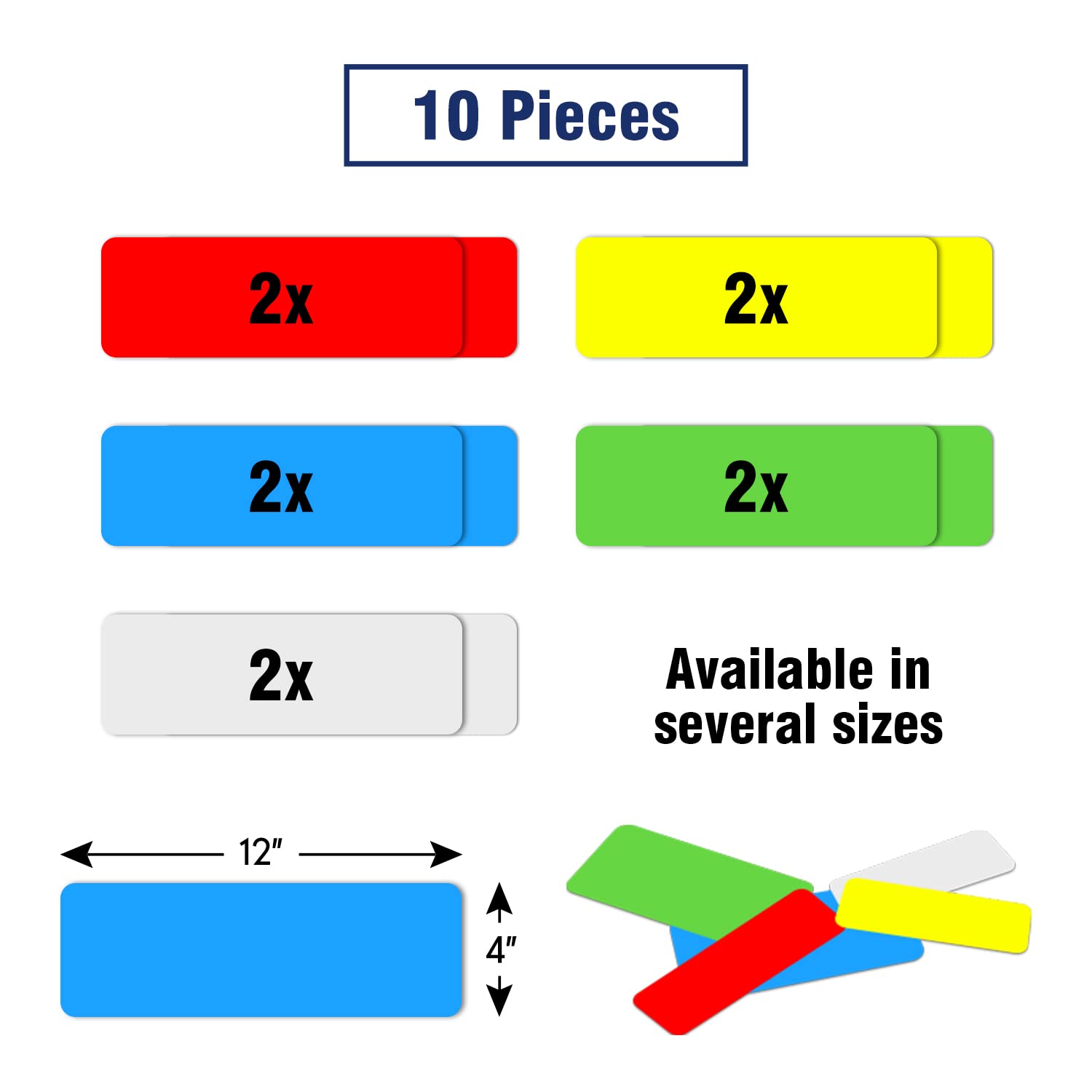 Etichette magnetiche cancellabili a secco, grandi, 30,5 x 10,2 cm, per lavagne bianche, scuola, aule, ufficio, casa, confezione da 10