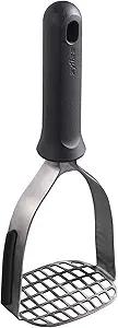 Zyliss Stainless Steel Potato Masher - Food Smasher for Potatoes, Avocados & More - Home Kitchen Essentials & Accessories - Manual Potato Masher Tool - Dishwasher-Safe Vegetable Masher - Grey