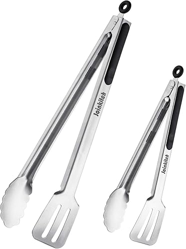 Pinzas de parrilla de 16 pulgadas y 12 pulgadas para cocinar, barbacoa, pinzas de parrilla extra largas, juego de 2 unidades