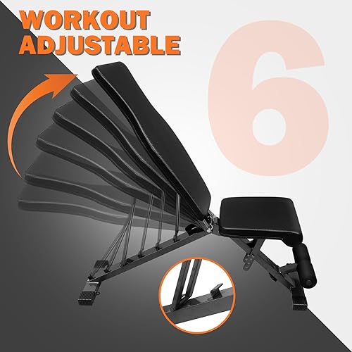 Miniatura 7 de ICSPOID - Prensa de banco de pesas ajustable, bancos de entrenamiento de fuerza plegables para entrenamiento de cuerpo completo, banco de