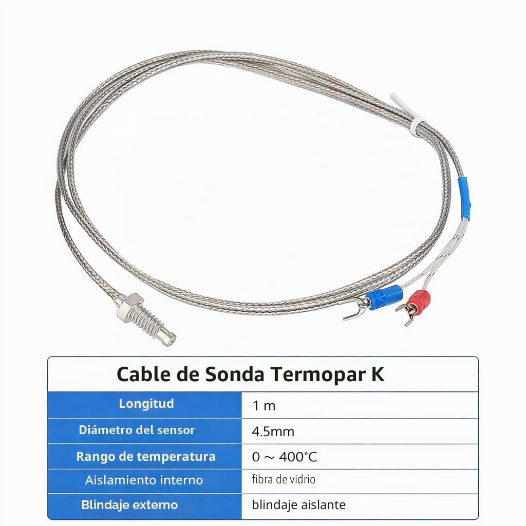 Controlador de temperatura digital, Alarma LED y Control PID Preciso 0-1300℃, Termostato Industrial con Termopar K 1M SSR 40A, for Hornos Industriales, Calderas, Sistemas Calefacción