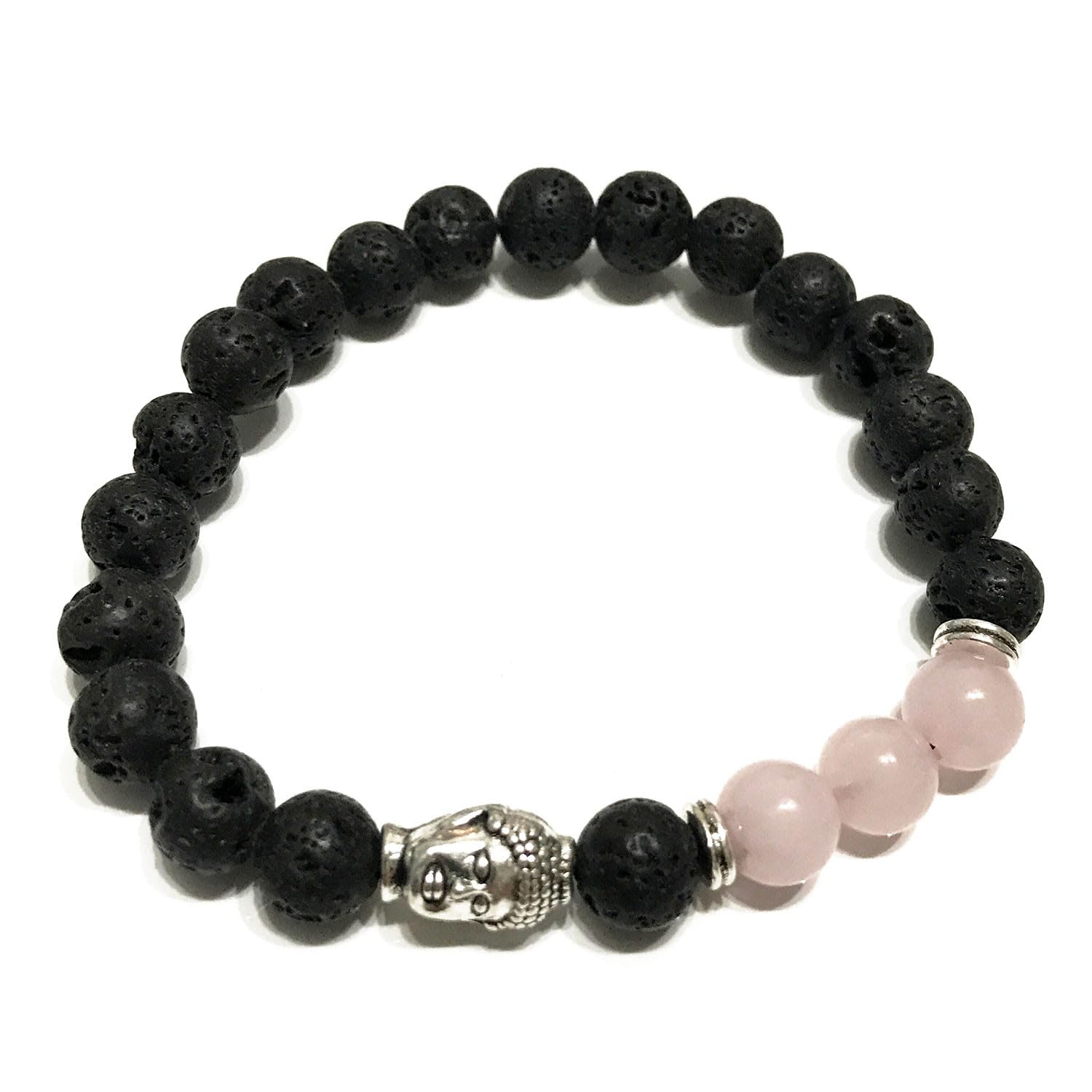 Ancient Wisdom Lava Stone Bracelet - Buddha Rose Quartz