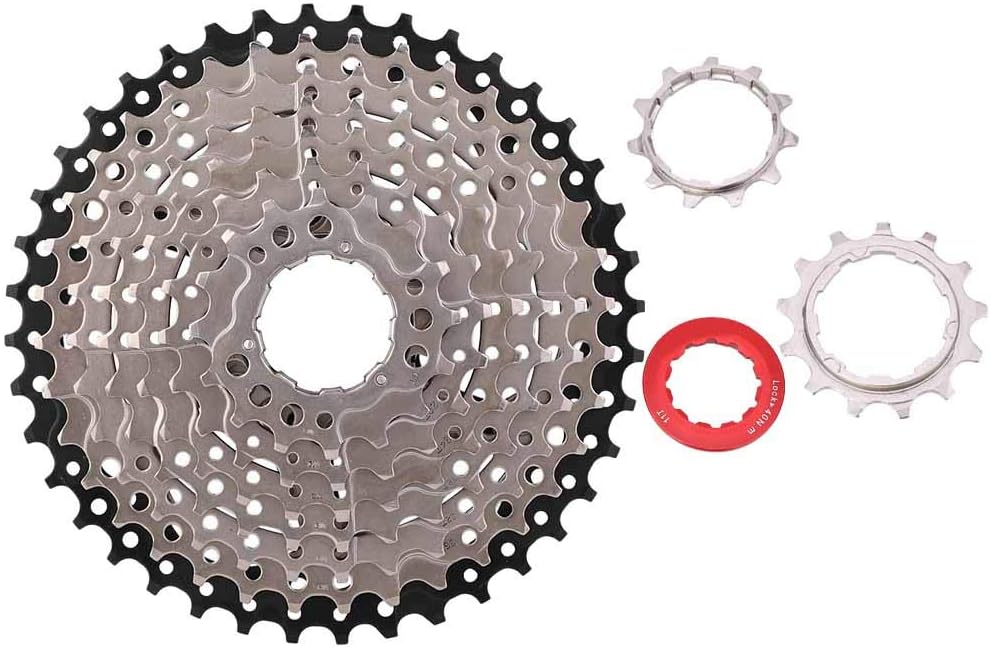 Road Bike Freewheel Cassette Sprocket, 9 Speed 11-40T Bicycle Replacement Accessory, Hollow Design Lightweight Steel Gear Cluster with Nickel - Chromium Plating for Smooth Shifti