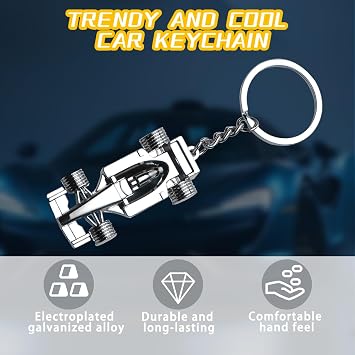 BESULEN Race Car Keychain, Metal Automotive 3D F1 Racing Car Model Key Fob, Vehicle Decor Keychain Accessories for Men Women