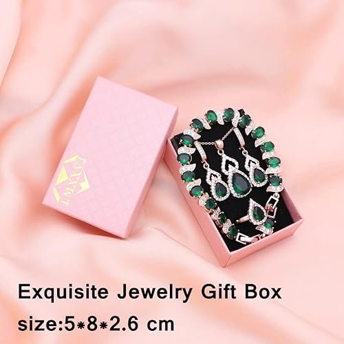 Miniatura 5 de LMXXVJ - Juego de joyas para mujer, collar chapado en platino, anillo abierto, aretes y pulsera, para cumpleaños, aniversario, Día de la Madre