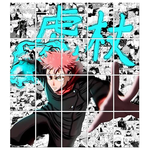 Image of MODERN GALLERY MART Pack of 20 Jujutsu Kaisen Yuji Itadori Manga Poster | A4 Size Anime Wall Art (8.3 x 11.7 inch) | Manga Posters with Glue Dots | Anime Poster for Bedroom, Living Room, Office
