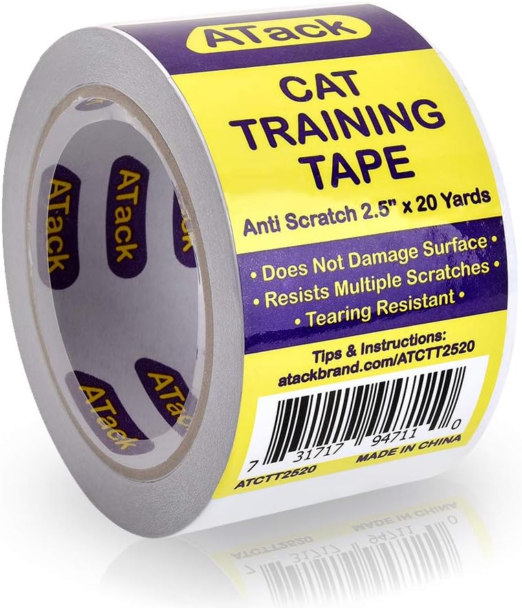 ATack Cat AntiScratch Training Tape, ResidueFree and Removable, Clear, 2.5Inches