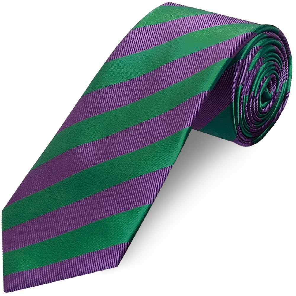 TIES R US Green and Purple Striped Classic Men's Tie